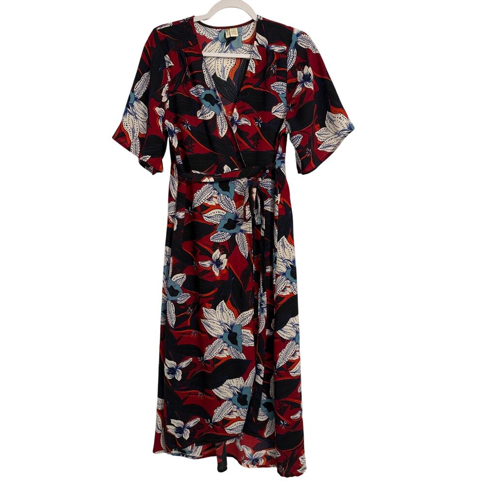 Women's M Tropical Hawaiian Resort Flowy Versatile Maxi Cover up Wrap‎ Dress